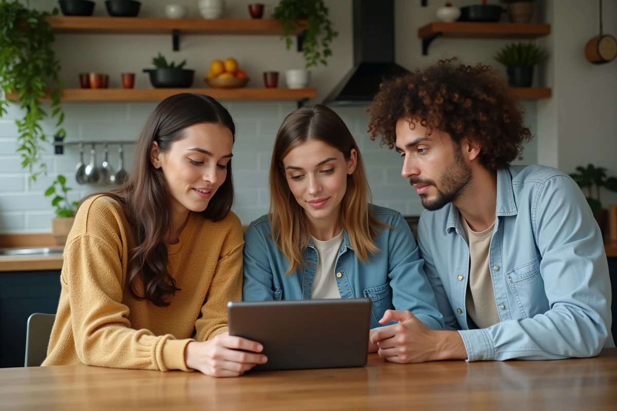 Trois amis discutant autour d